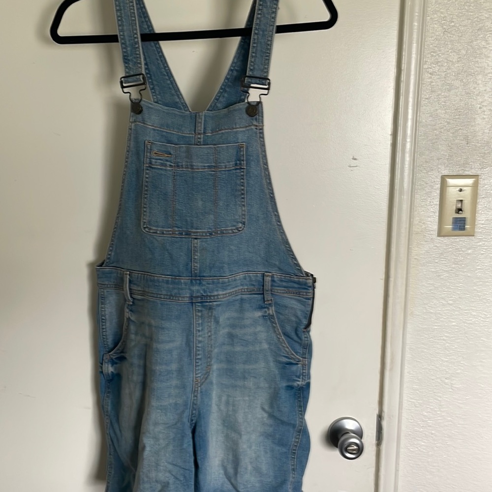 Gap denim overall shorts.